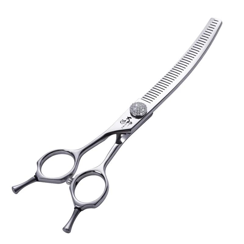 Fenice 7.0 Inch Left Handed Professional Dog Grooming Scissors Curved Thinning Dog Puppy Shears Pets Supplies Groomer Tools