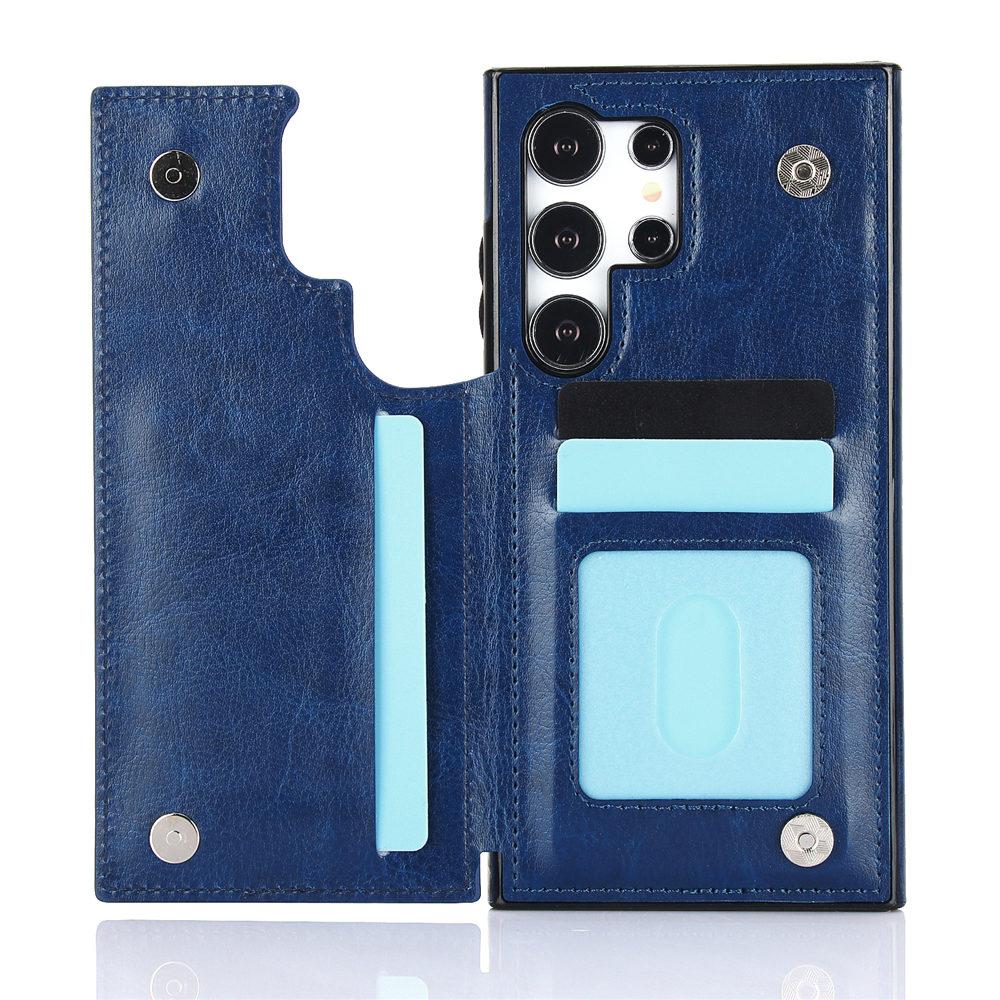 Wallet Double Button Card Slot Stand Flip Leather Case For Samsung Galaxy S25 S24 Ultra S23 Plus S24FE S22 S21 S20 Note 20