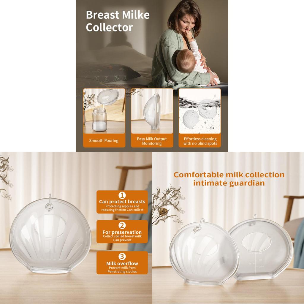 Breastfeeding Milk Collector With Waterproof Silicone For Handsfree Nursing And Leak Prevention