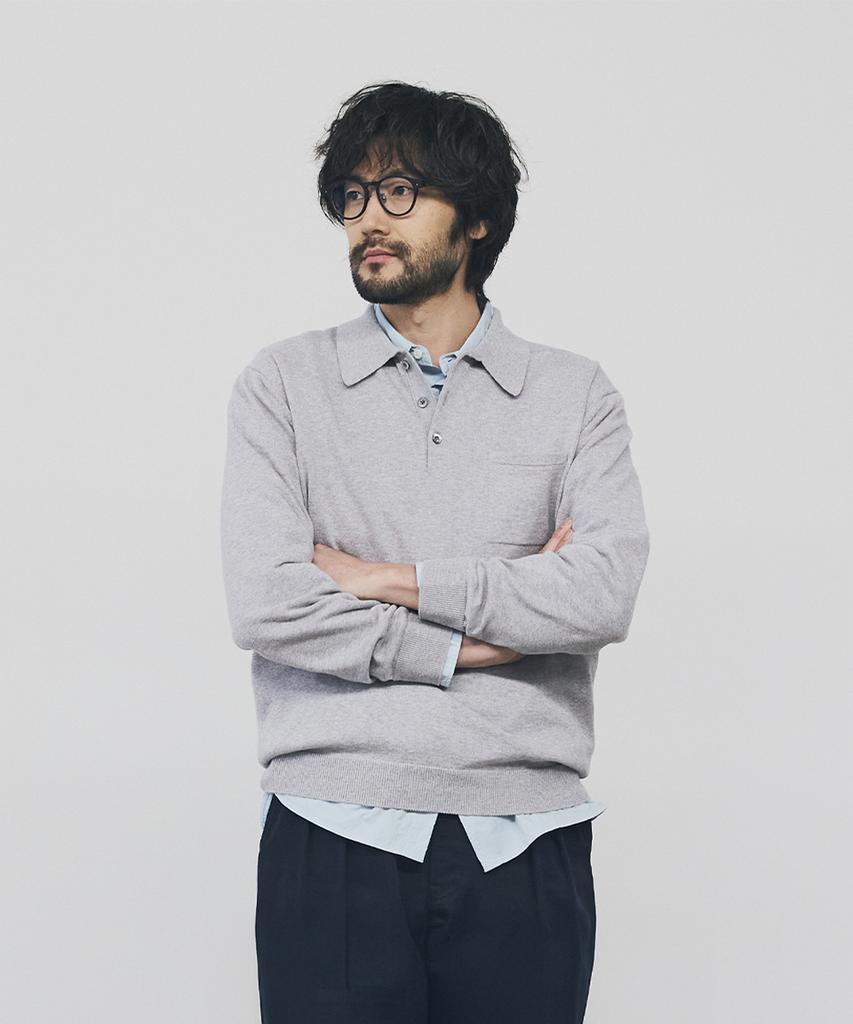 Geonjiulleunseu Cashmere Blend Pocket Collar Knit - Melange Grey