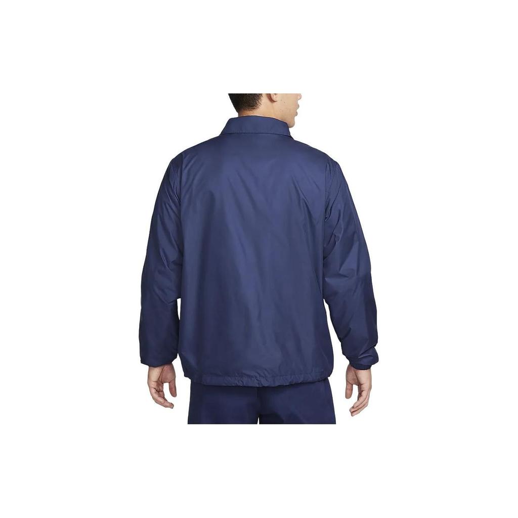 Nike Solid Color Logo Embroidered Single-Breasted Polo Casual Long Sleeve Jacket Men jackets Blue FN3317-410