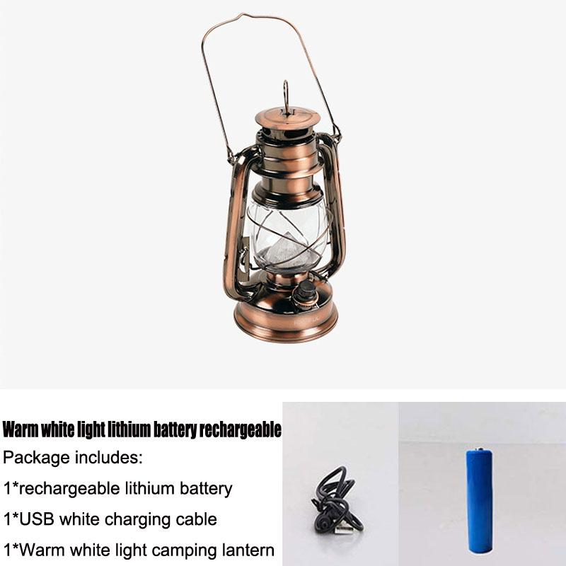 Vintage Camping Lantern Light 18650 Battery Rechargeable USB LED Outdoor Tent Portable Lantern Dimming Lamp Camping Supplies