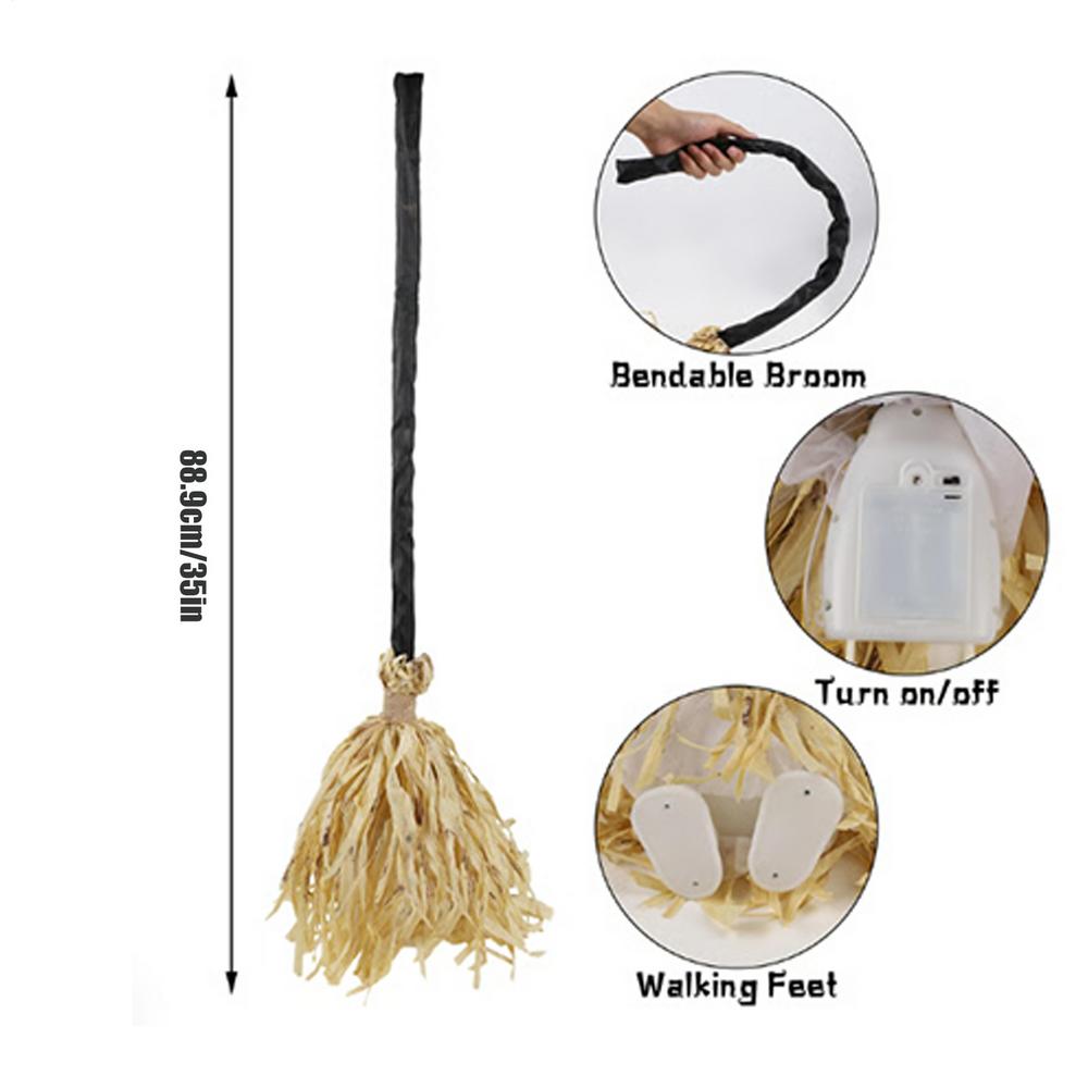 

Halloween Ma-gic Broom Spooky Luminous Moving Broom Witches Broom Party Props Halloween Decorations With Sound Light