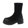 SyfIyno NEW Comfy High Brand Women's Shoes Women's Boots Mid-Calf Boots Round Toe Low Heel Short Leg Women's Fashion Boots