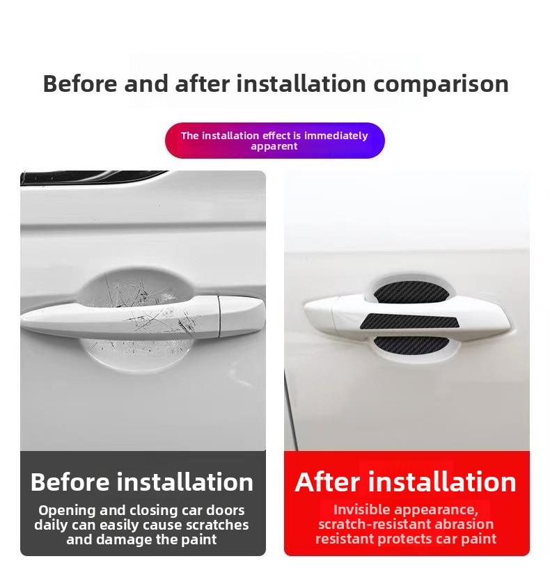 Car Door Bowl Carbon Fiber Pattern Protection Door Handle Sticker Anti-scratch Handle Protection Anti-scratch Door Bowl Sticker