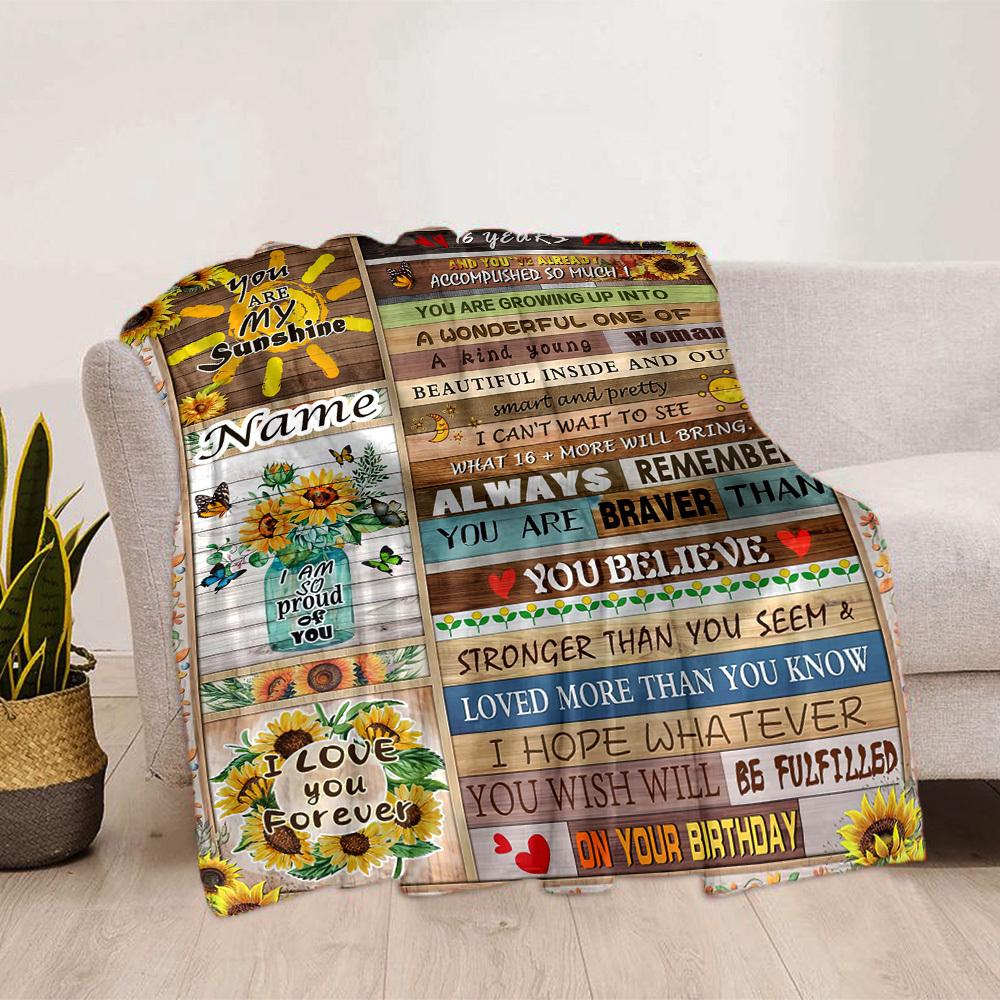Personalized Birthday Gift For Her You Are My Sunshine Home Customize Your Name Blankets Soft Cozy Lightweight Allseason Multipurpose Blanket Suitable