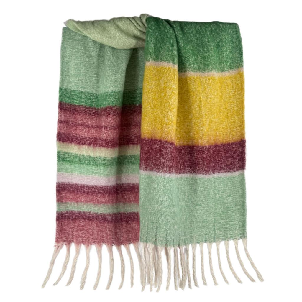 Shawl scarf niche design high sense contrasting color scarf scarf fringed shawl