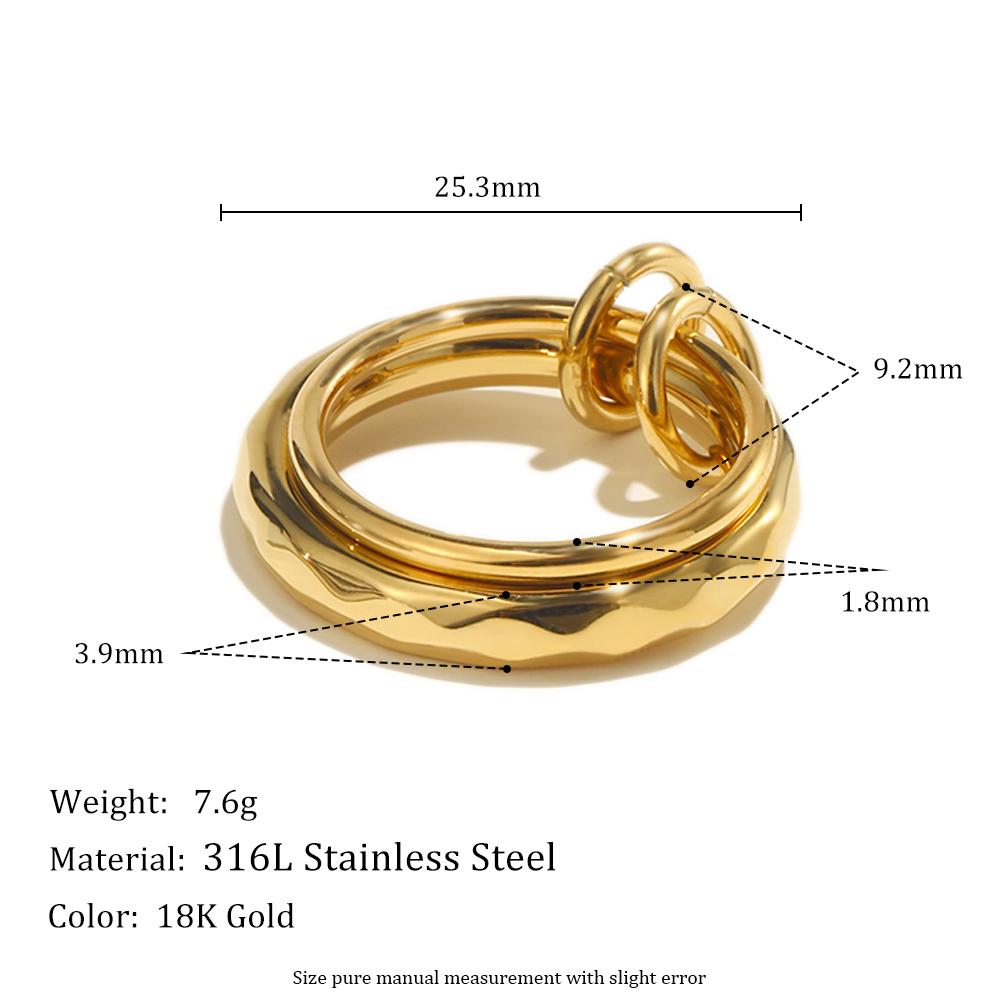 MamacitaSlay 316L Stainless Steel Double Layered Zircon Ring 18K Gold Plated Waterproof Jewelry Women's Charm Ring Unique Gift