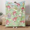 1pc Whimsical Garden My Melody and Friends Cartoon Blanket, Soft Throw for Room Decor, Perfect Gift for Friend, Living Room, Travel, Camping, Car Blan