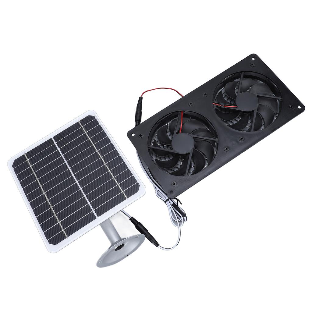 20W Solar Panel Solar Powered Dual Exhaust Fan Kit for Chicken Coops Greenhouses Sheds Pet Houses