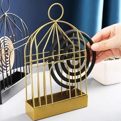 Bird Cage Incense Coil Holder with Ash Catcher Tray Repellent Spiral Incense Hanger Stand Portable Incense Burner Decoration