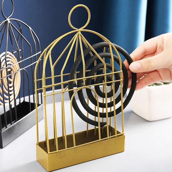 Bird Cage Incense Coil Holder with Spiral Incense Hanger Stand Catcher Tray Repellent Portable Incense