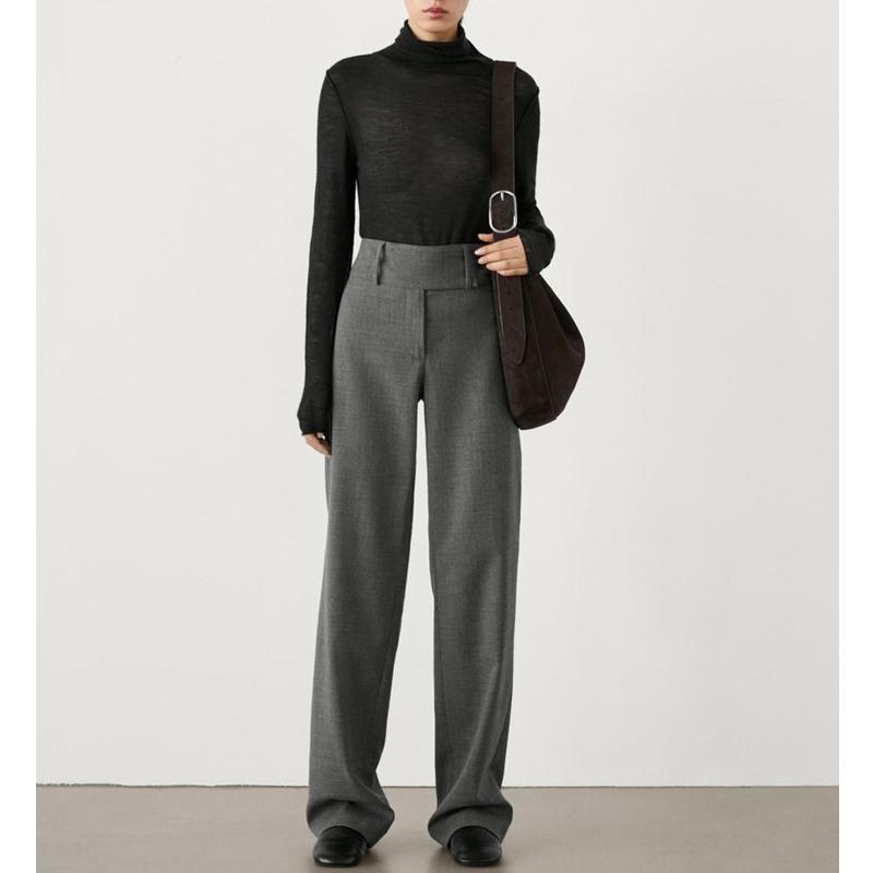 MD Fall and Winter New Arrival Women's Clothing French Commute Style Capable Young Intelligence High Waist Straight-Leg Pants 5003569