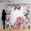 2PCS Digital Printed Sheer Curtain, Water Droplet Rose Flower, Fresh Dewy Romantic Floral for Living Room Bedroom Home Decor