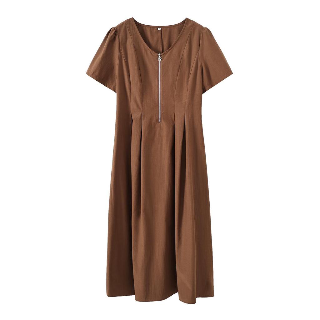 Zhi Xuan Plus Size Women's High-Intelligence Slimming Work Dress, Summer 2026, Waist-Cinching Mid-Length Skirt.