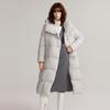 ELLE French Design Solid Color Long Simple Low Saturation Down Jacket Women outerwear Light-Gray EY49324