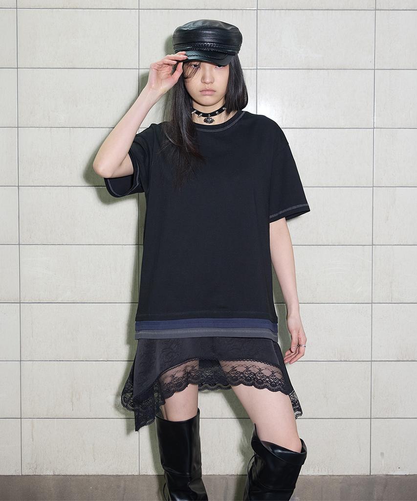 Yusentig Triple Color Block Graphic T-Shirt Black Aw6Me40310