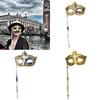 Halloween Mask with Stick Retro Musical Note Masquerade Mask Party Mask Mardi Gras Mask Venetians Mask for Carnivals