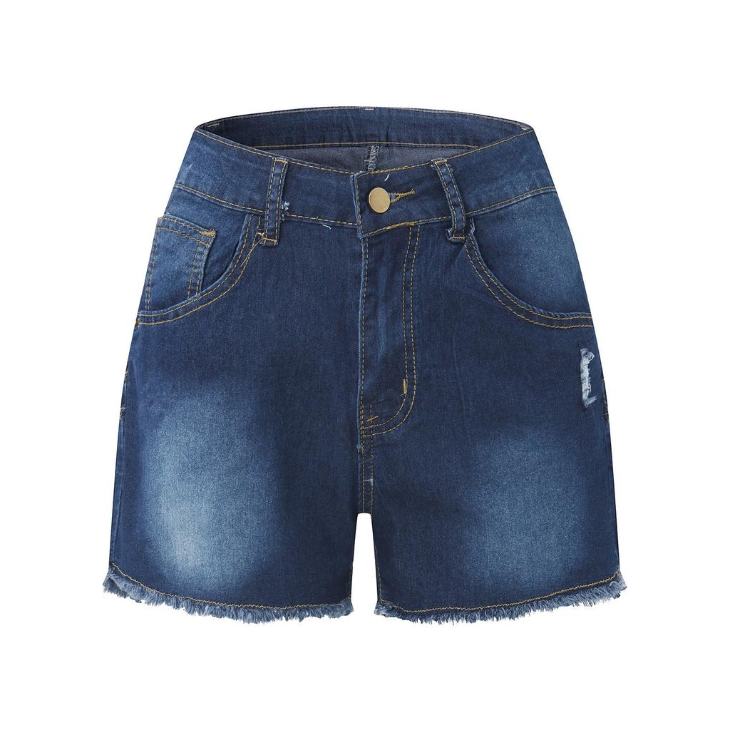 Women High Waisted Skinny Stretchy Denim Shorts Casual Summer Frayed Hem Distressed Ripped Short Jeans