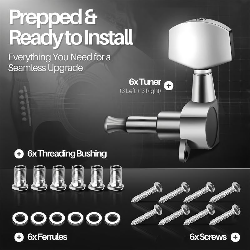 6 Pieces Guitar Tuner Pegs, Tuning Pegs Keys Machine Heads Set, Electric Guitar Tuning Keys, Locking Tuners For Guitar