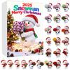 2025 Snowman Advent Calendar for Kids 24-Day Christmas Countdown Box with Acrylic Ornaments Multifunctional Holiday Decoration