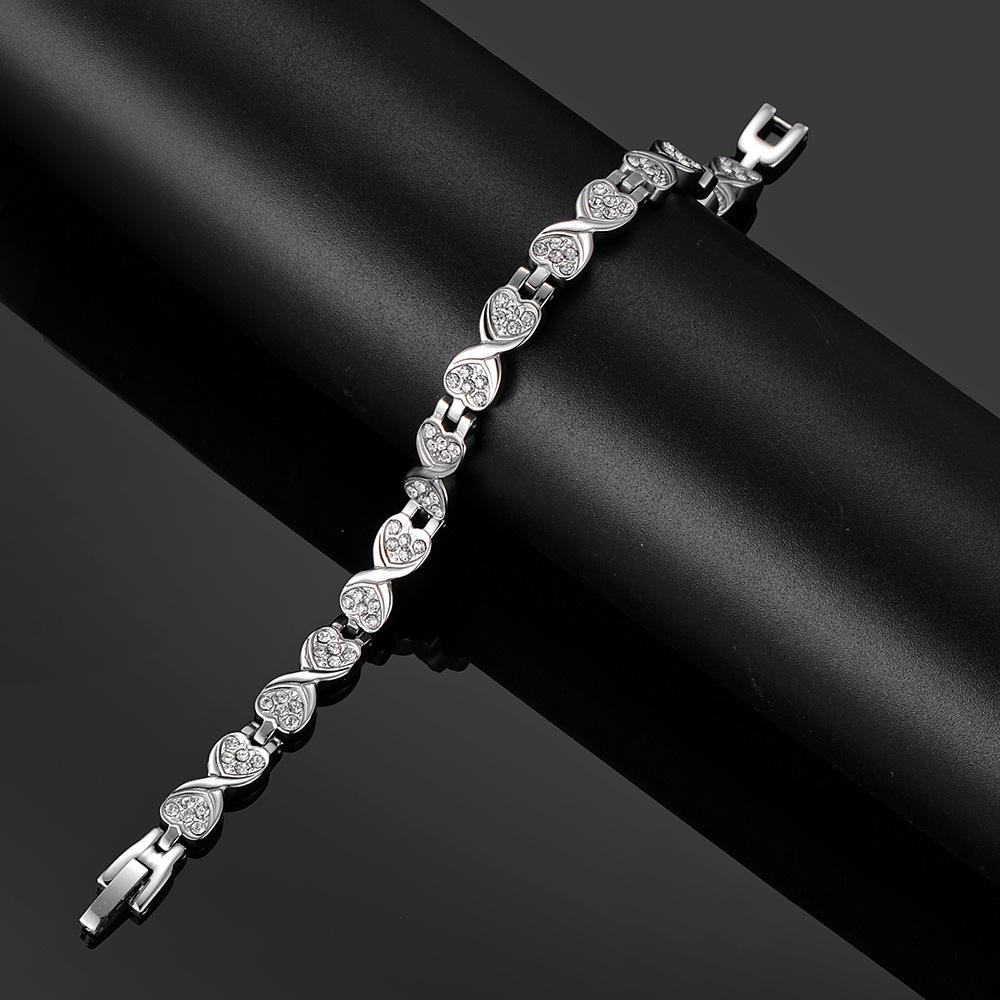New Fashion Stainless Steel Women's Heart Jewelry Love Diamond Magnet Health Bracelet