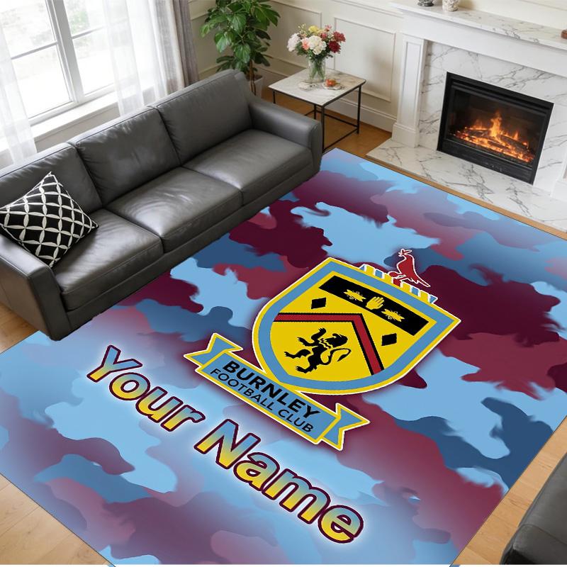 Crystal Velvet Rug Custom Name Text, Soft Non Slip Floor Mat Home DecorBurnley Football