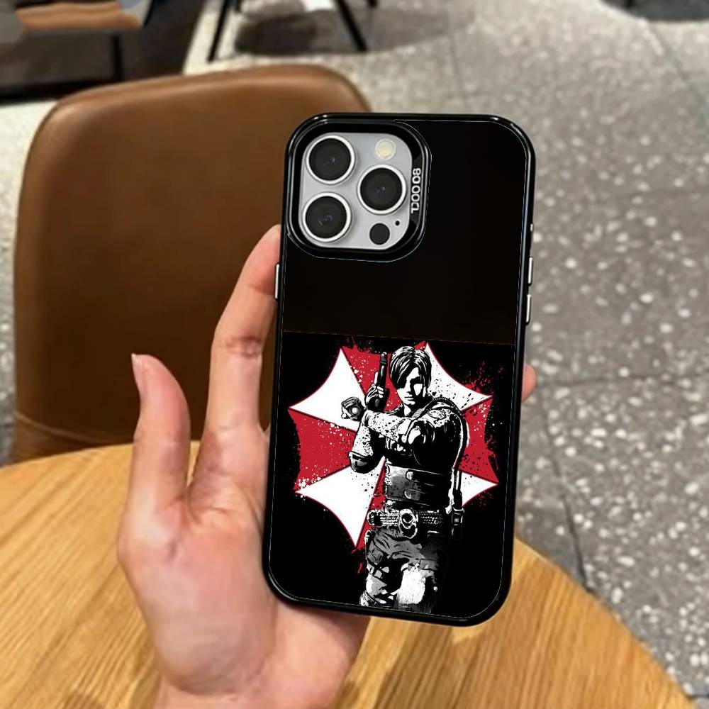 

R-RESIDENT GAME E-EVILS Phone Case For iPhone17,16,15,14,13,12,11 Plus,Pro Max Colored Silver Plated Inside Cover iPhone16se4