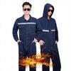 Custom-made Men's Flame Retardant CE Certified Welding Protective Clothing One-piece Denim Hooded Reflective Needle Detection