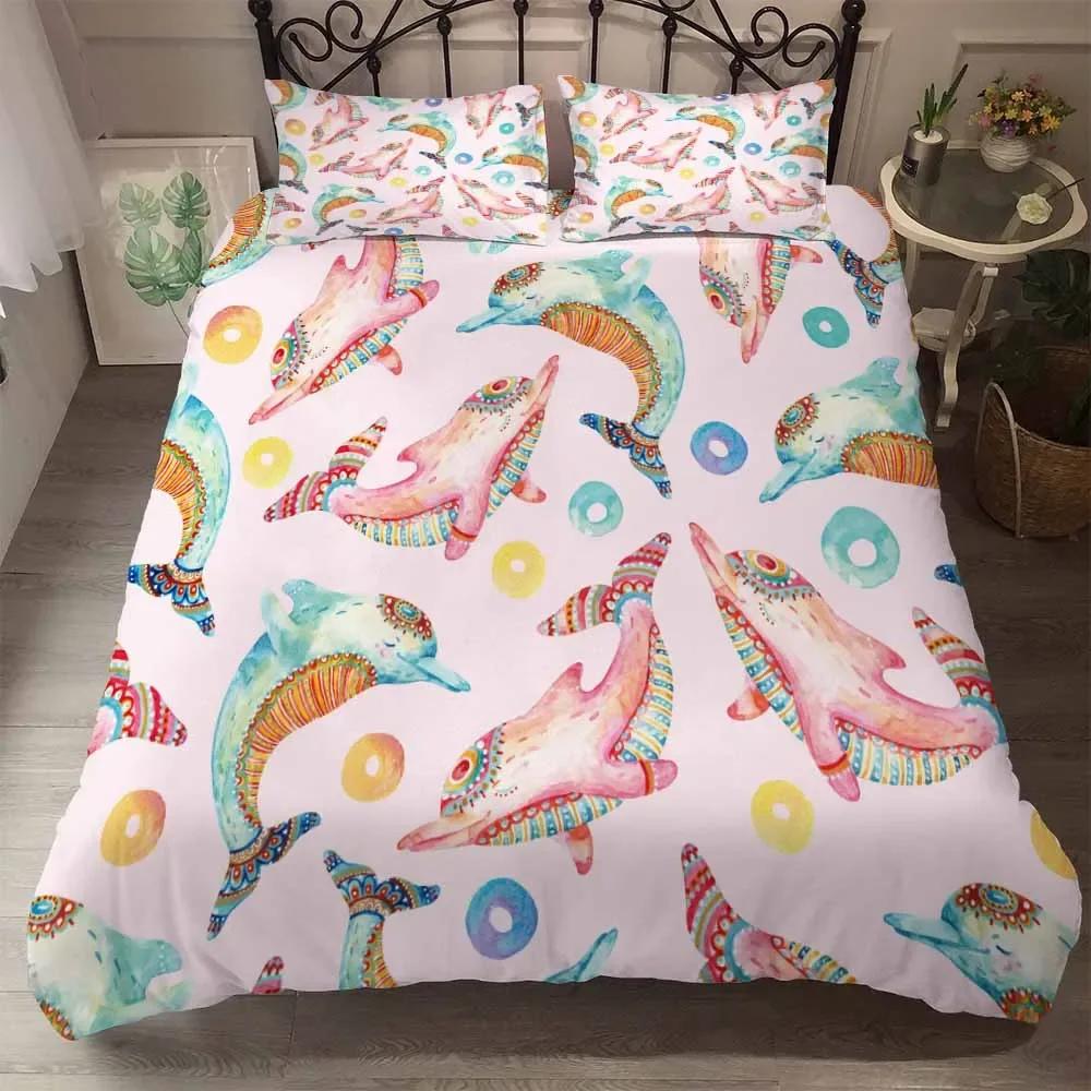 Western Style Bedding Set Sea Turtle Bedlinen White Quilt Set with Pillow Cover Super King Beds 3d Comfortable Thick Bedclothes