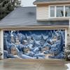 Bannière de porte de garage de village de Noël scène de neige, décoration d'entrée extérieure sans électricité, drapeaux de décoration de vacances durables