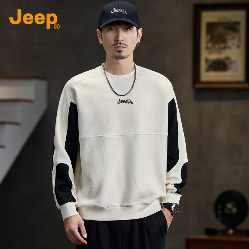 Jeep Men's Trendy Patchwork Loose-Fit Sweatshirt
