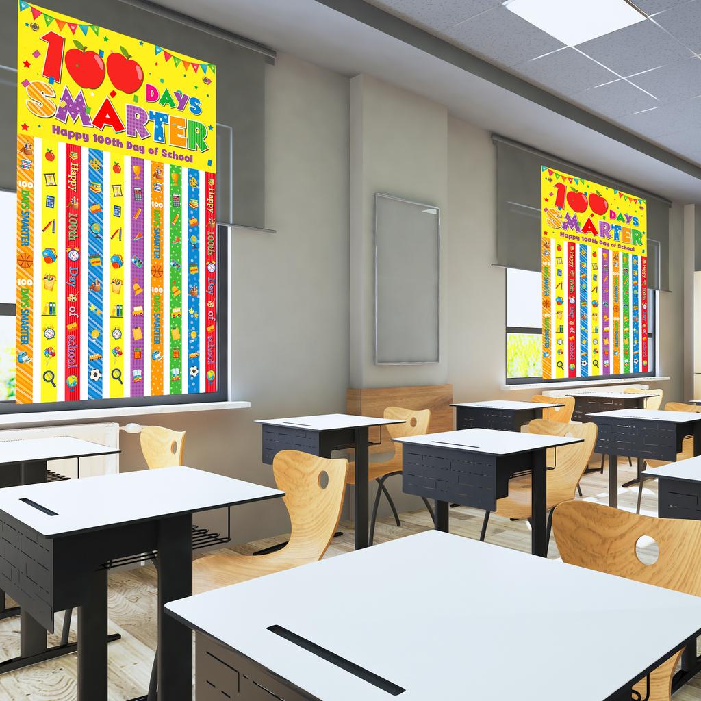 100 Days Of School Door Banner, Happy 100Th Day Classroom Decoration, Kindergarten Preschool Teaching Supplies, Colorful Educati