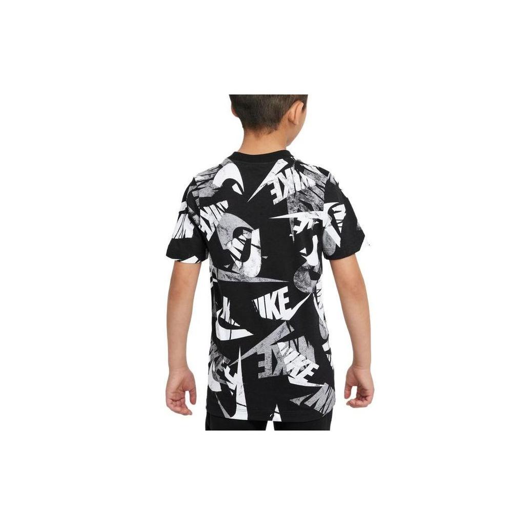 Nike Sportswear Letter Logo Print Round Neck Short Sleeve T-Shirt Kids Tops Black DO1816-010