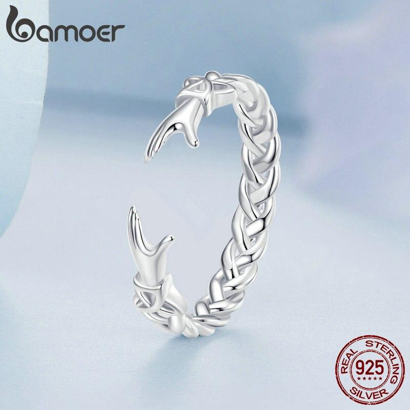 

BAMOER Стерлингового Серебра 925 пробы Guardian Hands Регулируемое Кольцо Кельтский Узел Открытие Кольцо для Женщин Подарок На День Рождения Роман Ювелирные Изделия 925 silver