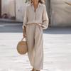 2 Pieces Women Sets Casual Lapel Long-sleeved Shirt+long Pants Cotton Linen Suit Sets Women's Clothing
