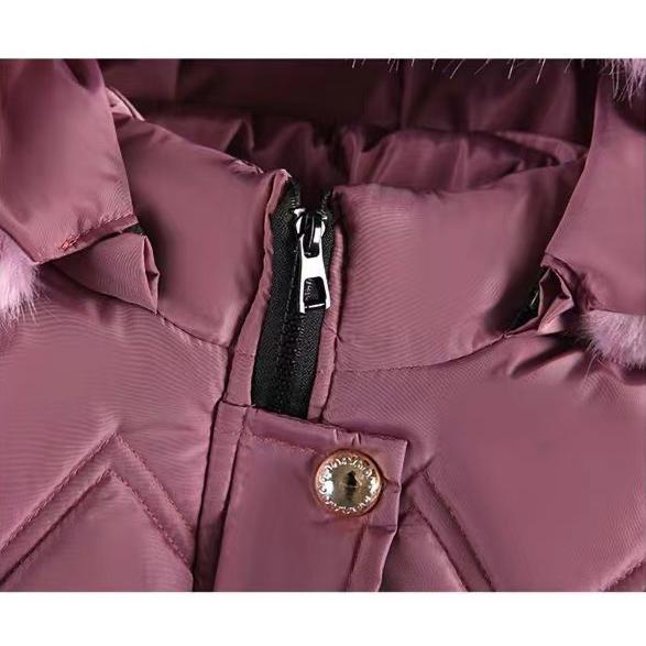 Winter Clothes Girls Medium To Long Length Coat Kids Snow Puffer Jacket Hooded Warm with Waist Belt and Pockets