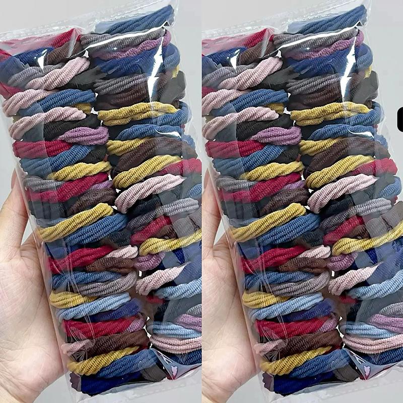 100 Pcs Girl Mixed Simple Hair Ties Hair Accessories Korean Version High Elasticity Durable Black Headband Headband Headband
