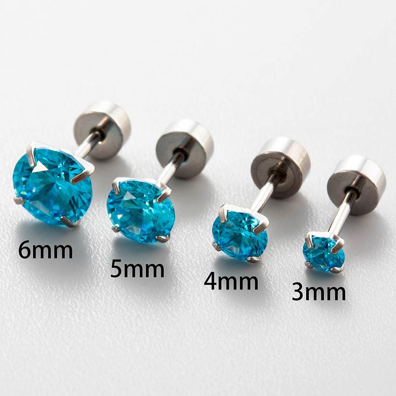 Henson Titanium Ear Cartilage Studs with Dopamine Colored Zircon Screw Disc Earrings