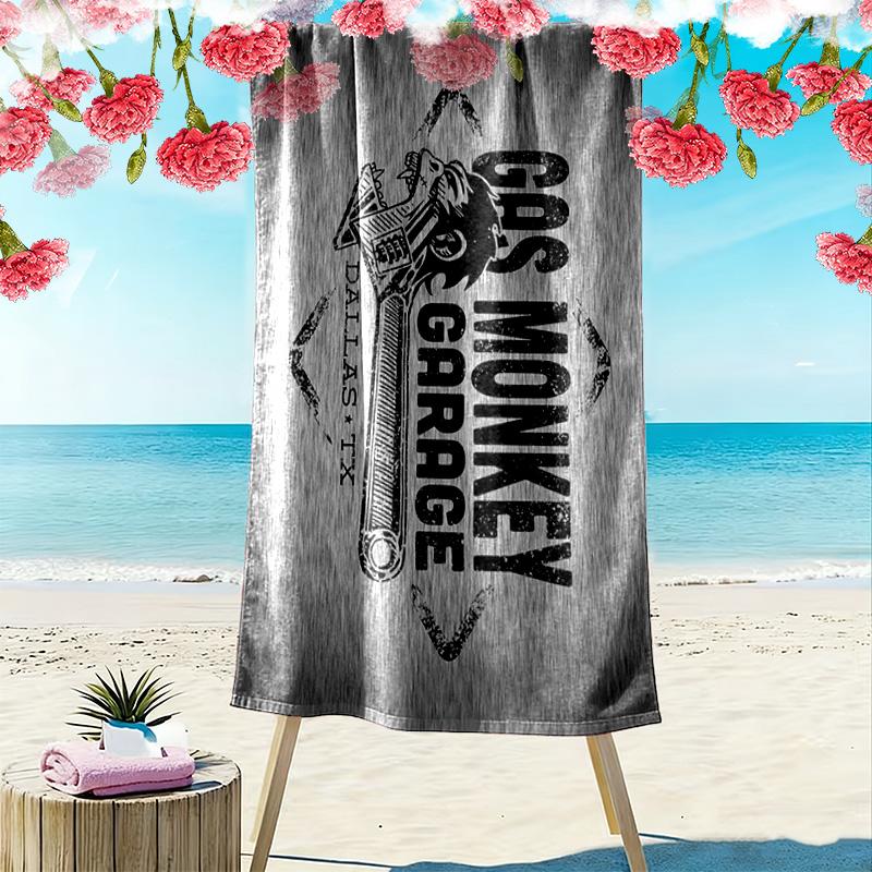 GasMonkey garage Print Beach Towel, Large Soft Quick Dry Towel for Beach Camping Swimming