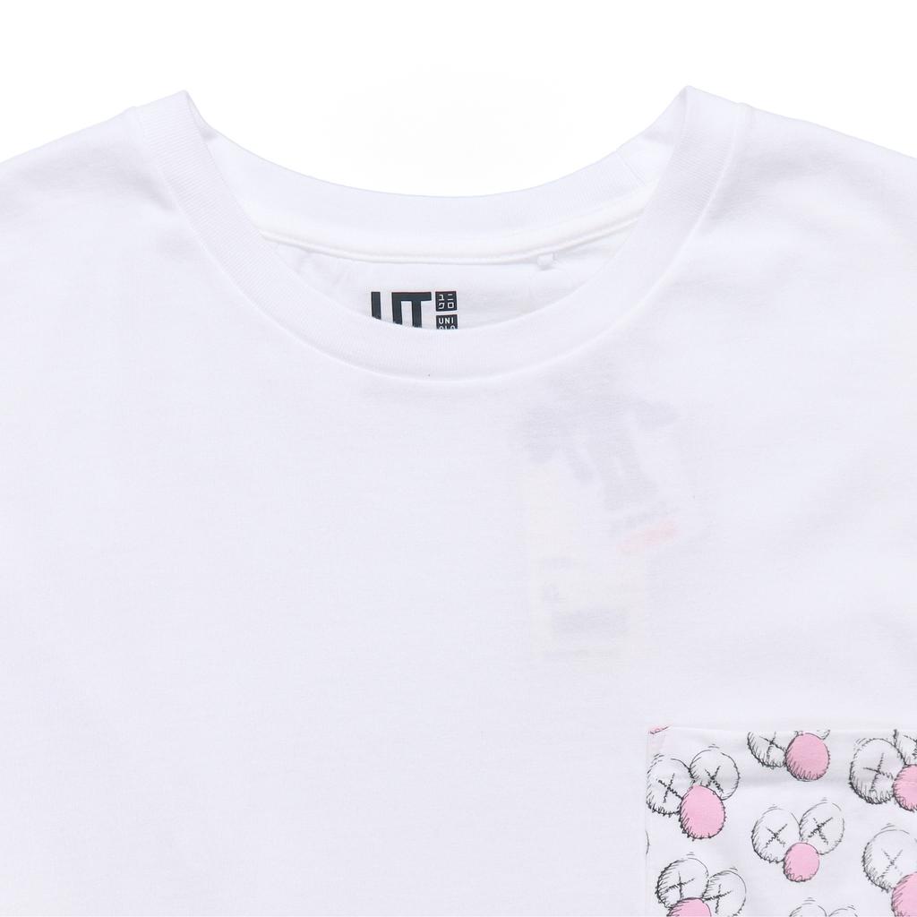 Uniqlo X Kaws Pocket Print Straight Cut Crew Neck T-Shirt Unisex Tops White UQ422024000