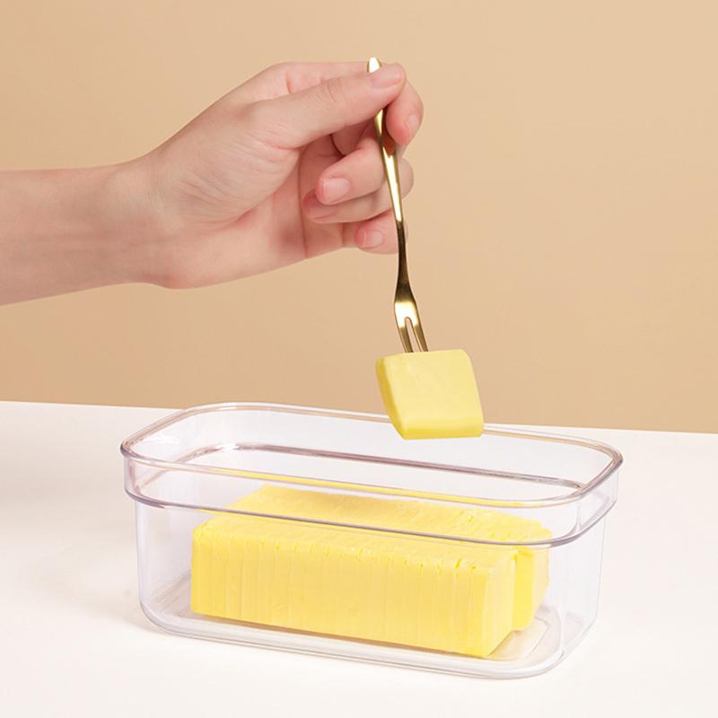Clear Airtight Butter Dish With Cutter Slicer For Easy Cutting And Storage