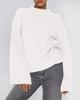 2025 Autumn/Winter Women's Casual Loose Solid Bell Sleeve Knit Sweater