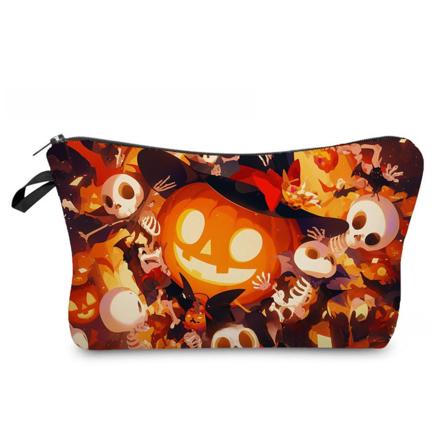 Women Skeleton Print Cosmetic Bag Toiletries Organize Travel Storage Case 6963 KTB
