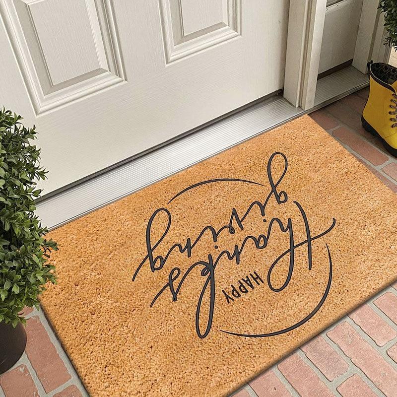 Pink Swan Black Cat Pattern New Entrance Floor Mat Bathroom Absorbent Foot Door Mat Horror Skeleton Decoration