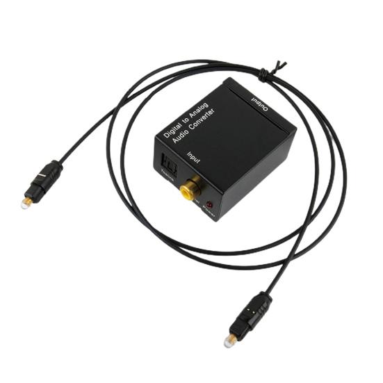 Audio L/R Converter Adapter with Optical Cable RCA Cable Compact Size Dual-function Digital Optical Coax Analog