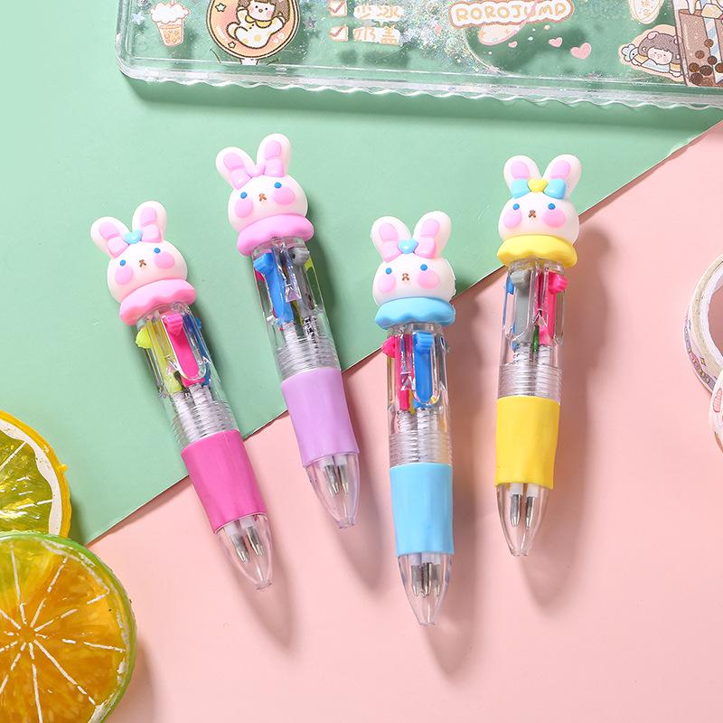Korean Cute Animal Head 4-Color Click Ballpoint Pen