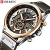 Curren 8380 Men's Waterproof Multifunction Sports Quartz Watch with Leather Strap and Calendar.