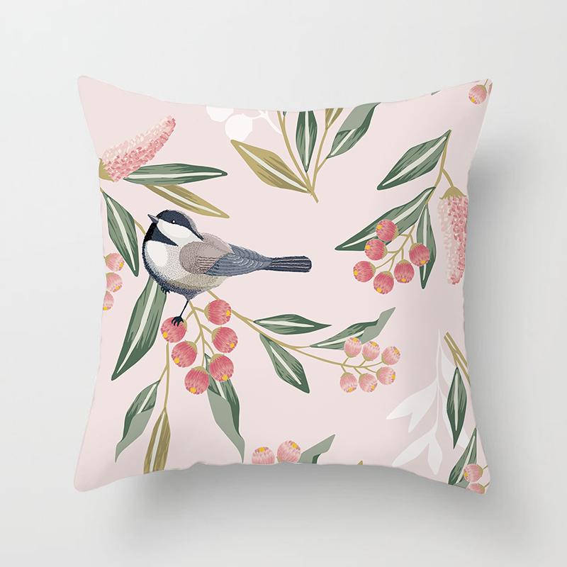 Abstract Floral Pattern Pillowcase Vintage Watercolor Floral Bird Cushion Cover Home Sofa Car Office Party Decor Accessories