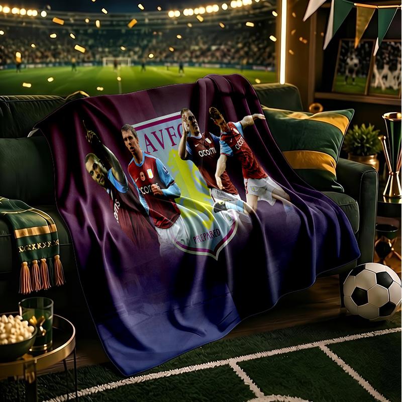 Aston Villa Fc Crest Throws Blanket Flannel Blankets Plush for Couch Bed Gifts for Men Women Travel picnic blanket Christmas fan gifts